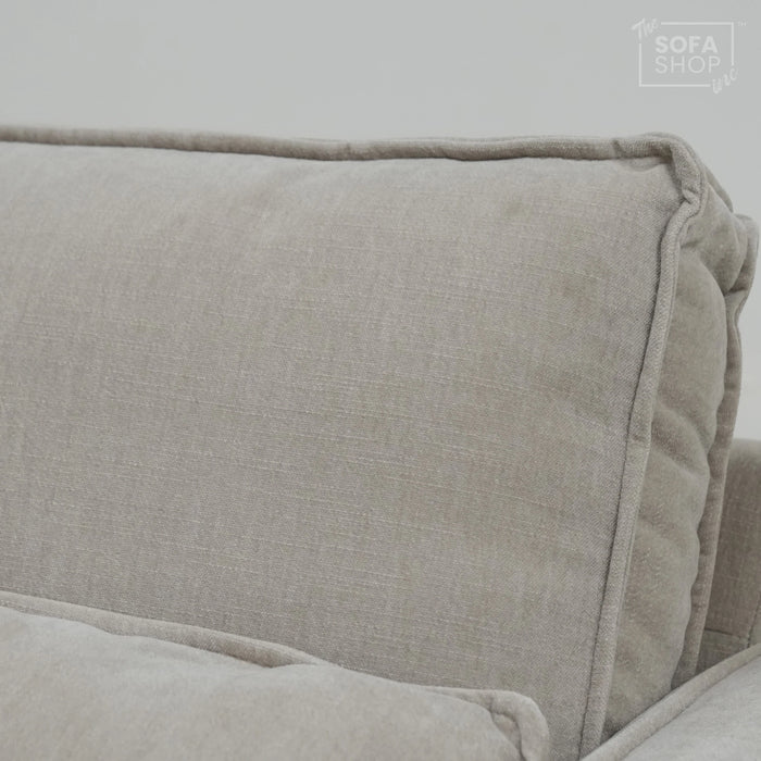 1 Seater Static Sofa With Soft Cosy, Elegant Beige Fabric | No Feet | Vicenza | Ex-Display | The Sofa Shop