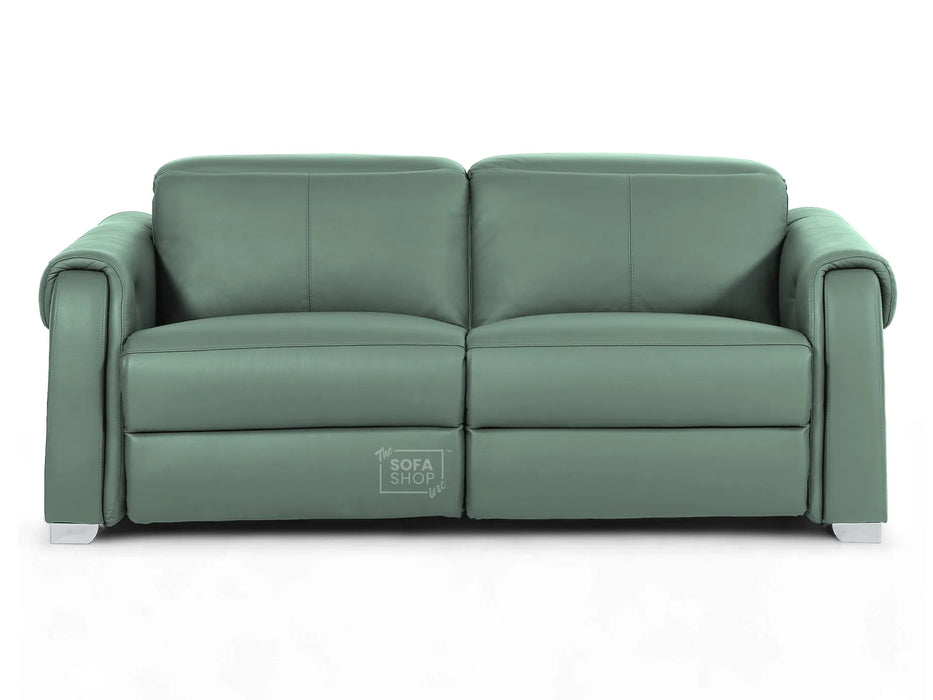 3 Seater Real Leather Recliner Sofa In Green | Hi-Tech Sofa with Massage, USB Ports & Power Headrest | Turin