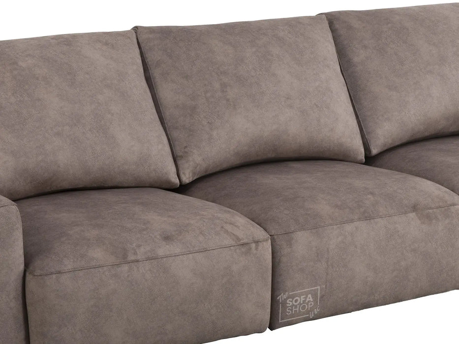 Extendable Electric Sofa - Bed in Mocha Velvet Fabric | 3 Independant Power Motion Seats Perfect for Cinema Room & Home Theatre | 3 Seater with Cupholder + USBc & Wireless Charging | Almeria