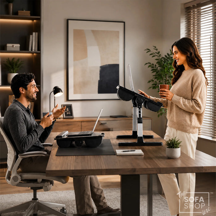 The Sofa Shop Portable Lap Desk & Bed Table With Adjustable Design | 2-In-1 Sofa Workstation With 5 Height Settings + Tilting Top + Bolster Cushions + Device Slots | Denver
