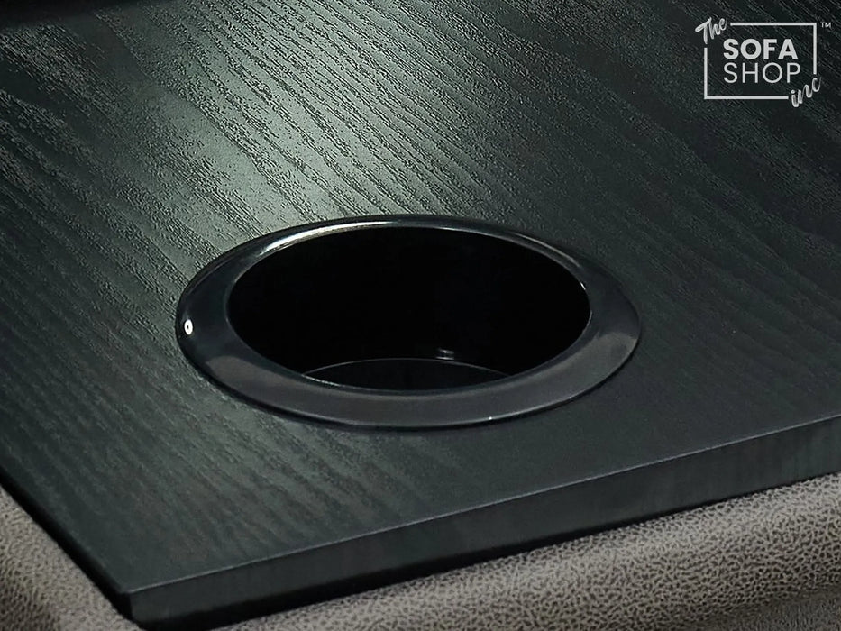 3+2 Sofa Set. Electric Cinema Sofa Suite in Graphite Fabric | Hi-Tech Sofa Set with Cupholders + Console + Power + USB + Speakers | Tuscany | The Sofa Shop