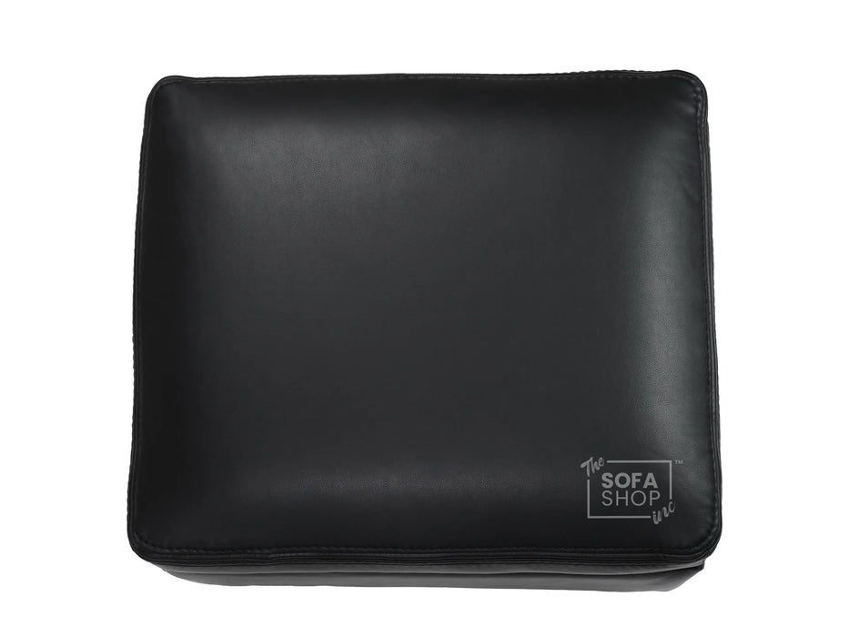 Black Leather Storage Footstool - Ravenna