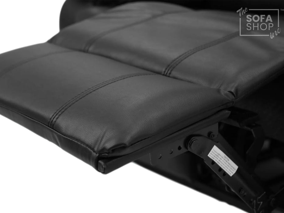 3 Seater Recliner Sofa in Black Leather with Drop-Down Table & Cup Holders | Easy to Clean & Comfortable | Trento