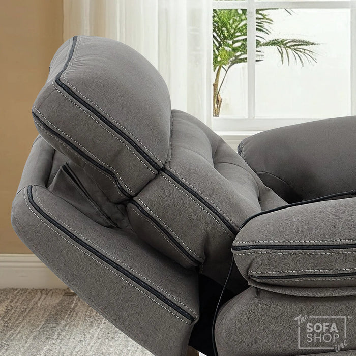 2 Piece Smart Tech Electric Recliner Cinema Sofa Set | Graphite Grey Fabric Sofa Suite | Tuscany