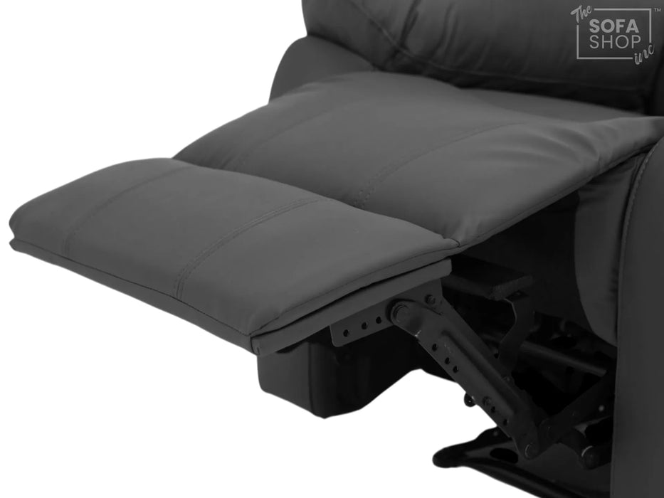 2 Seater Leather Recliner Sofa in Grey | Practical Manual Reclining Sofa with Fully Reclining Mechanism, Easy to Clean Leather & Compact Comfort | Trento