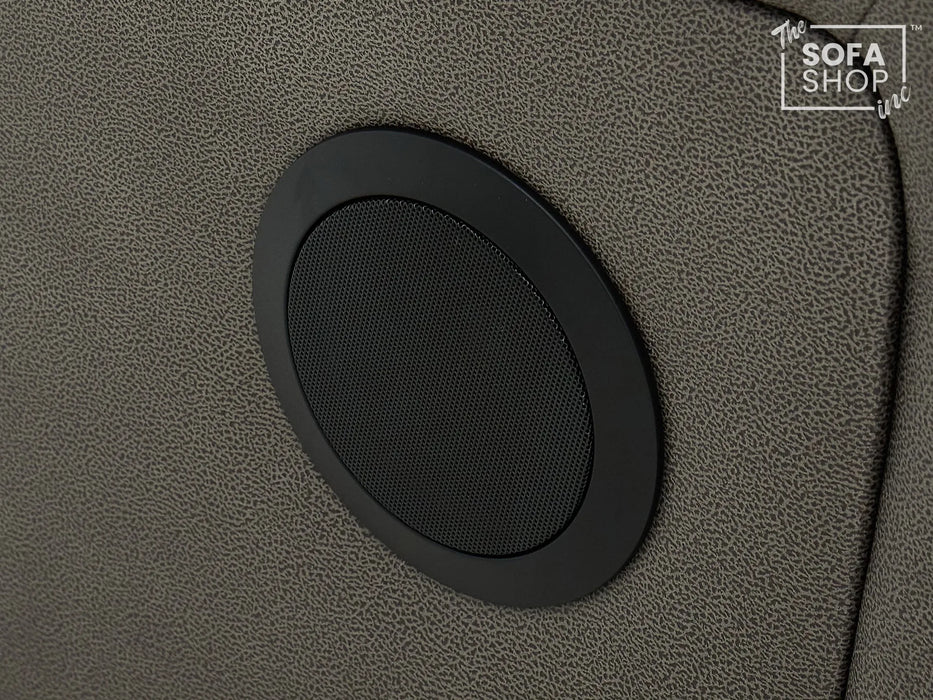 3 Seater Electric Recliner Cinema Sofa in Graphite Dark Grey Fabric | Hi-Tech Sofa with Cupholders + Console + Table + Power Headrest + USB Ports + Speakers | Tuscany | The Sofa Shop