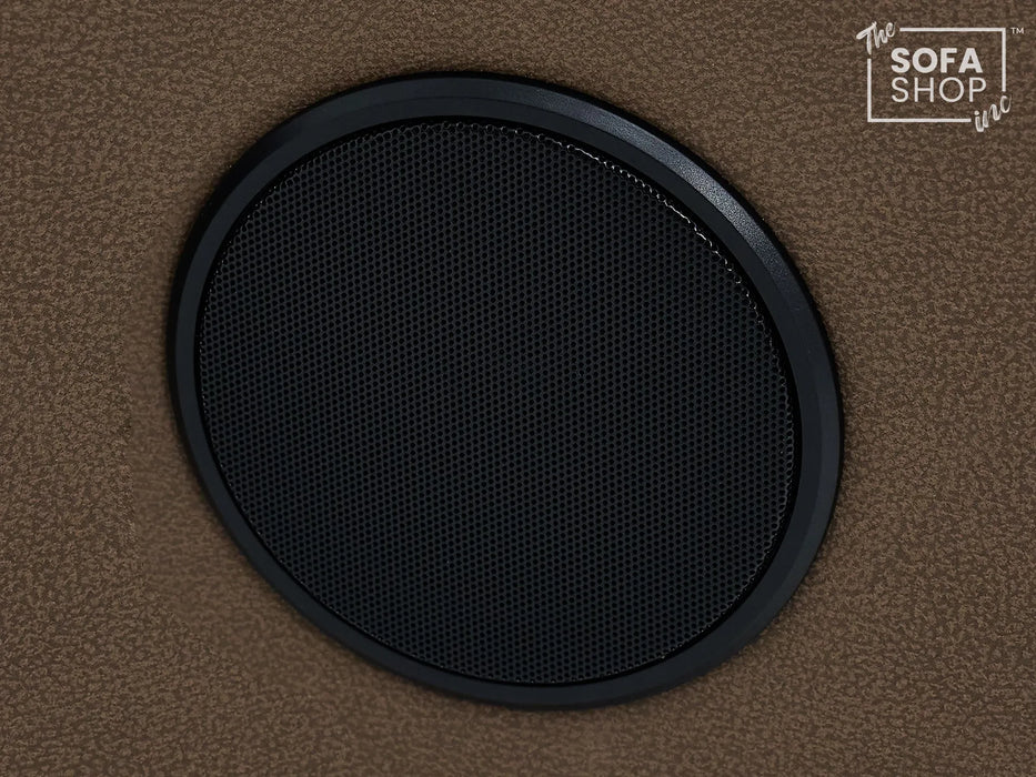 2 Seater Electric Recliner Cinema Sofa in Brown Fabric | Hi-Tech Sofa with 8-Point Massage, USB, Speakers, Power Headrest, Storage & Chilled Cup Holders | Tuscany | The Sofa Shop