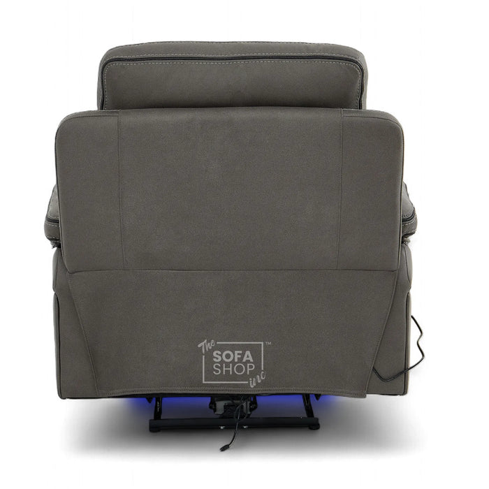 Electric Recliner Chair | 1 Seater Graphite Fabric Home Cinema Sofa with Massage, Mild Heated Lumbar, Power Recline, USB Port & Adjustable Headrest | Tuscany | The Sofa Shop