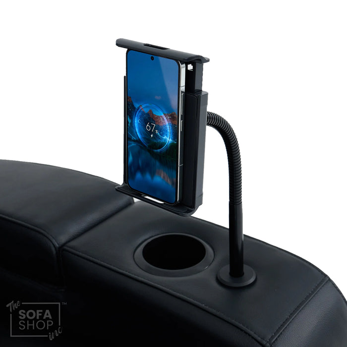 Real Leather Cinema Recliner Chair In Black | Power Seat with USB Charging, Heating, Electric Reclining, Massage & Table | Capri