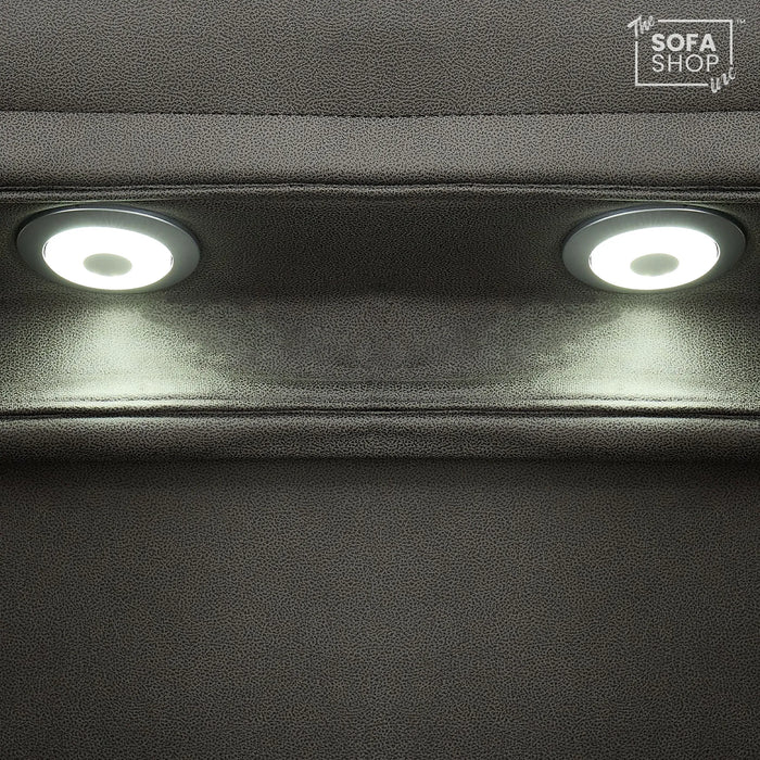 3+2+1 Piece Electric Home Cinema Sofa Set | Fabric Couch Suite Package In Graphite Grey | Hi-Tech Sofa Set with Cupholders + Console + Power + Massage + Speakers | Tuscany