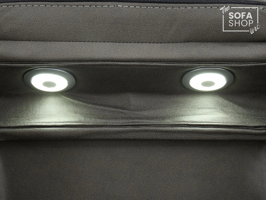 3+2 Sofa Set. Electric Cinema Sofa Suite in Graphite Fabric | Hi-Tech Sofa Set with Cupholders + Console + Power + USB + Speakers | Tuscany | The Sofa Shop