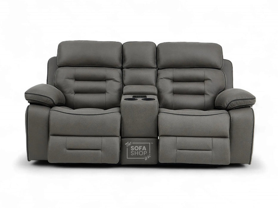 2 Seater Electric Recliner Cinema Sofa in Graphite Fabric | Hi-Tech Sofa with USB, Speakers, Power Headrest, Storage Console & Chilled Cup Holders | Tuscany | The Sofa Shop