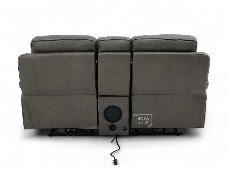 3+2 Sofa Set. Electric Cinema Sofa Suite in Graphite Fabric | Hi-Tech Sofa Set with Cupholders + Console + Power + USB + Speakers | Tuscany | The Sofa Shop