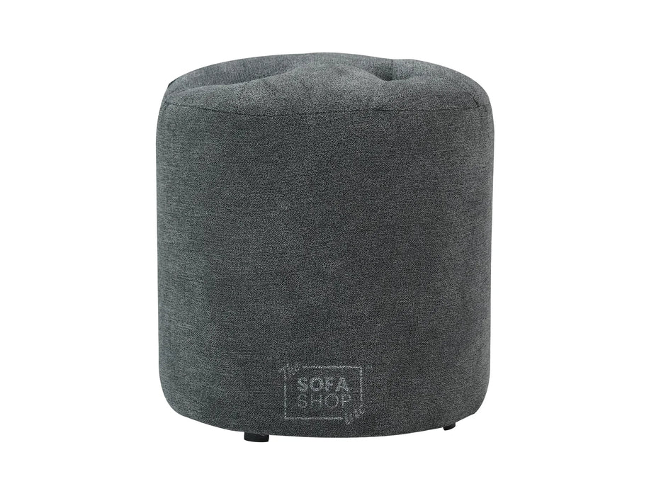 Fabric Small Footstool in Dark Grey - Vaneto