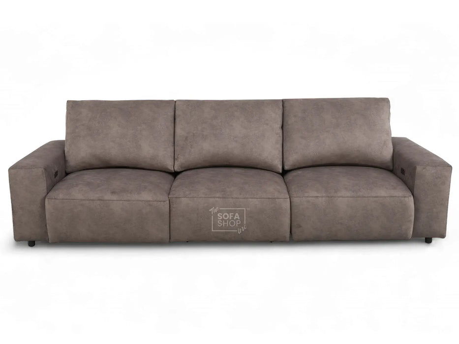 Extendable Electric Sofa - Bed in Mocha Velvet Fabric | 3 Independant Power Motion Seats Perfect for Cinema Room & Home Theatre | 3 Seater with Cupholder + USBc & Wireless Charging | Almeria