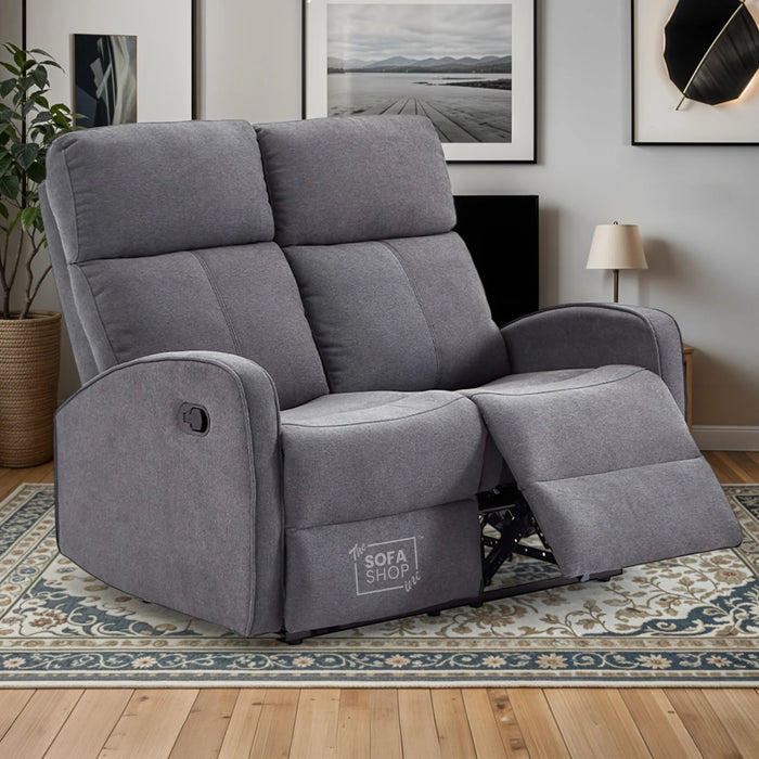2 Seater Manual Recliner Fabric Sofa in Dark Grey | Parma | Sofa Sale | The Sofa Shop