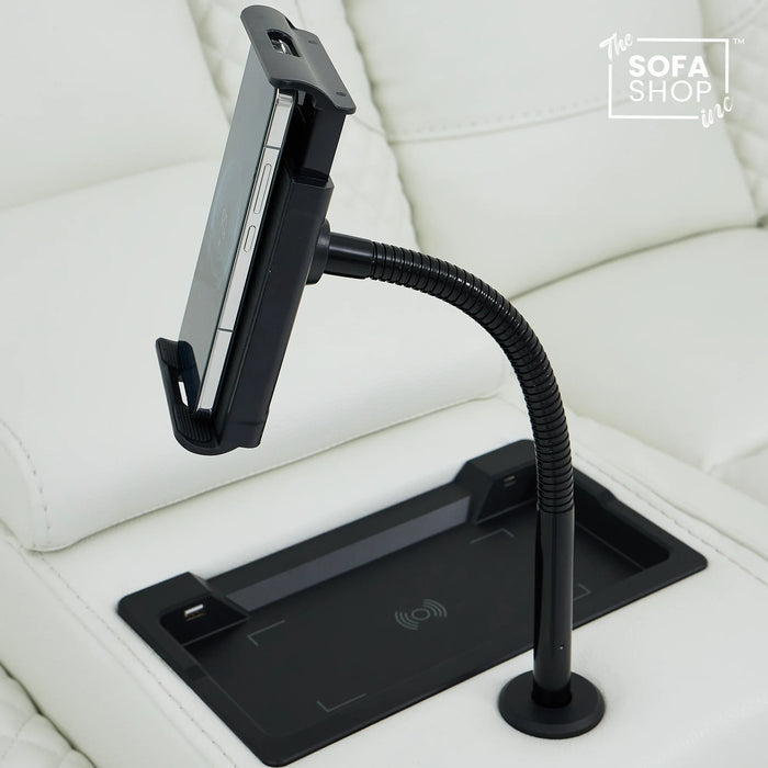 2 Seater Real Leather Electric Recliner Cinema Sofa in White | Massage, Bluetooth, Console, Heating & Cooling Cup Holders | Napoli | The Sofa Shop