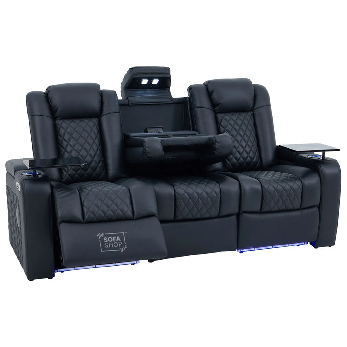 3 Seat Electric Recliner Home Cinema Theatre Sofa |Hi-Tech Couch With Heat and Cool Cup Holders + Multi-Link Bluetooth + Fold-Down Table + Wireless Charging + Power Headrests | Milano | The Sofa Shop