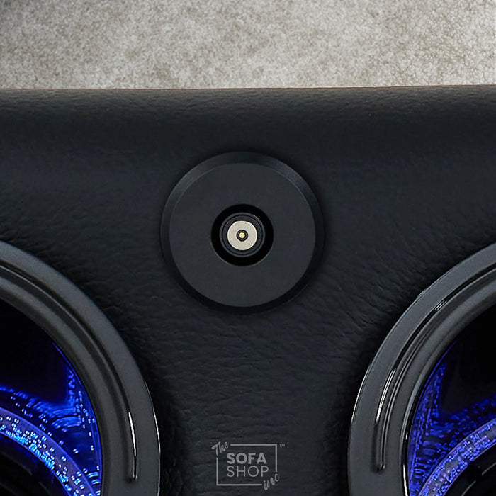 2+1 Electric Recliner Sofa Set inc. Chair in Black Real Leather with Massage, Storage & Power Headrest & Cup Holders - 2 Piece Cinema Sofa Set - Sicily