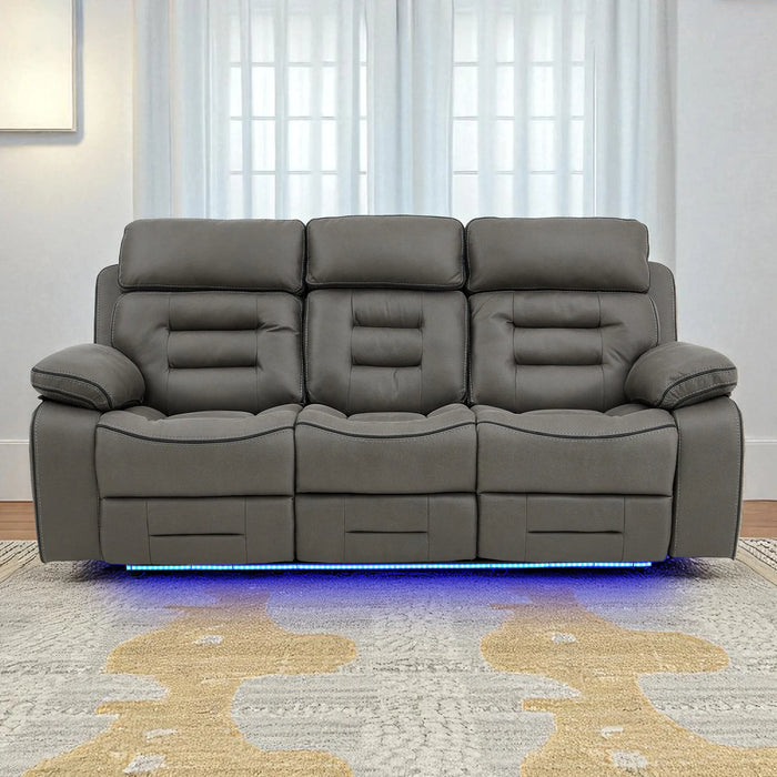 3+2+1 Piece Electric Home Cinema Sofa Set | Fabric Couch Suite Package In Graphite Grey | Hi-Tech Sofa Set with Cupholders + Console + Power + Massage + Speakers | Tuscany