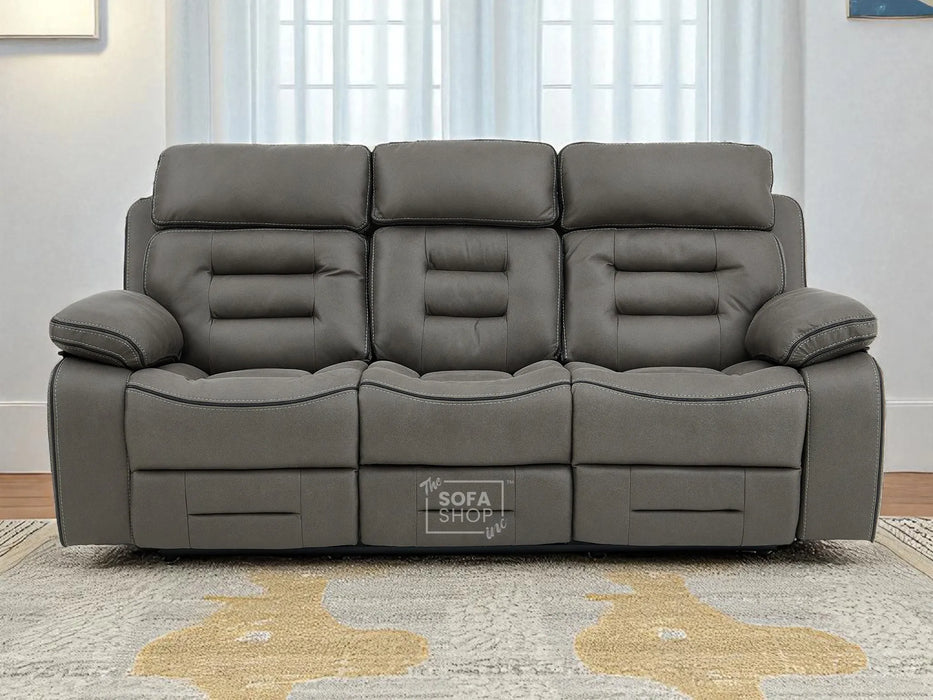 3+2 Sofa Set. Electric Cinema Sofa Suite in Graphite Fabric | Hi-Tech Sofa Set with Cupholders + Console + Power + USB + Speakers | Tuscany | The Sofa Shop