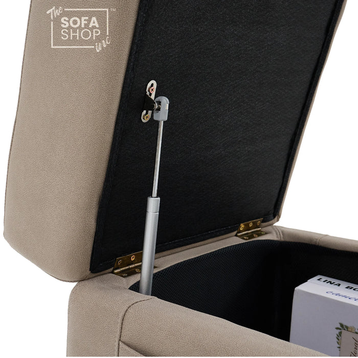 Storage Footstool In Beige Fabric - Florence