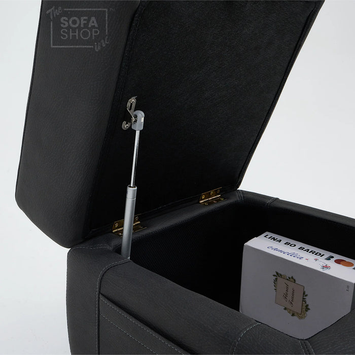 Storage Footstool In Charcoal Grey Fabric - Florence