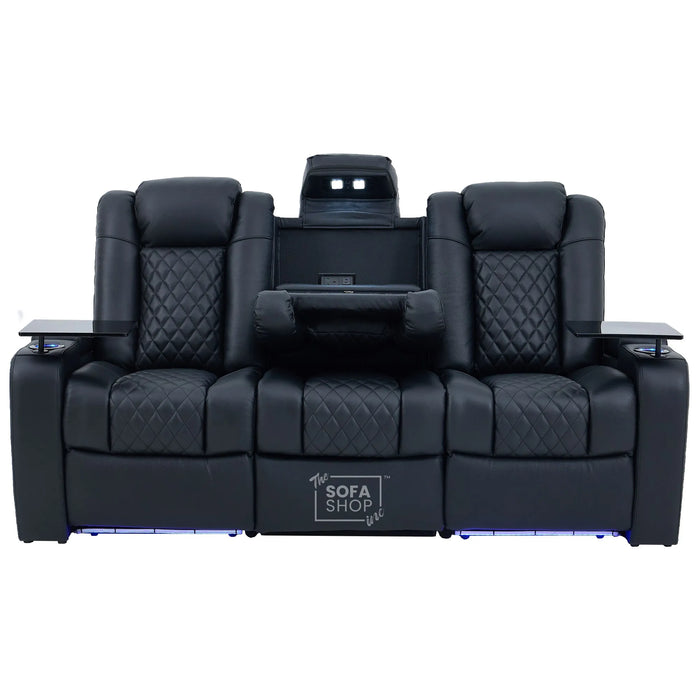 3 Seat Electric Recliner Home Cinema Theatre Sofa |Hi-Tech Couch With Heat and Cool Cup Holders + Multi-Link Bluetooth + Fold-Down Table + Wireless Charging + Power Headrests | Milano | The Sofa Shop