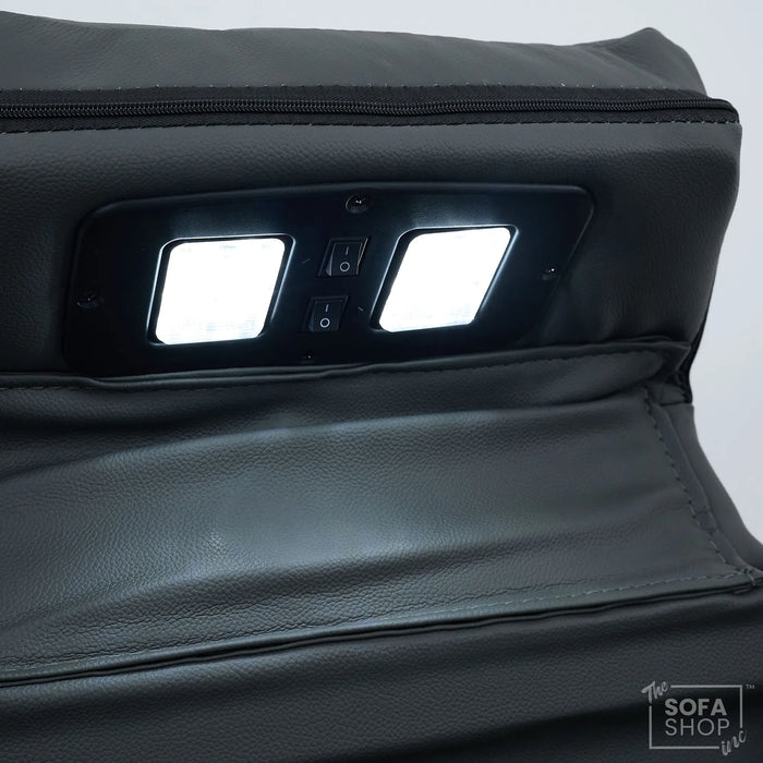 3 Seater Real Leather Electric Recliner Cinema Sofa in Grey | Hi-Tech Sofa with Power Lumbar, Bluetooth, Fold-Down Table & Storage | Milano | The Sofa Shop