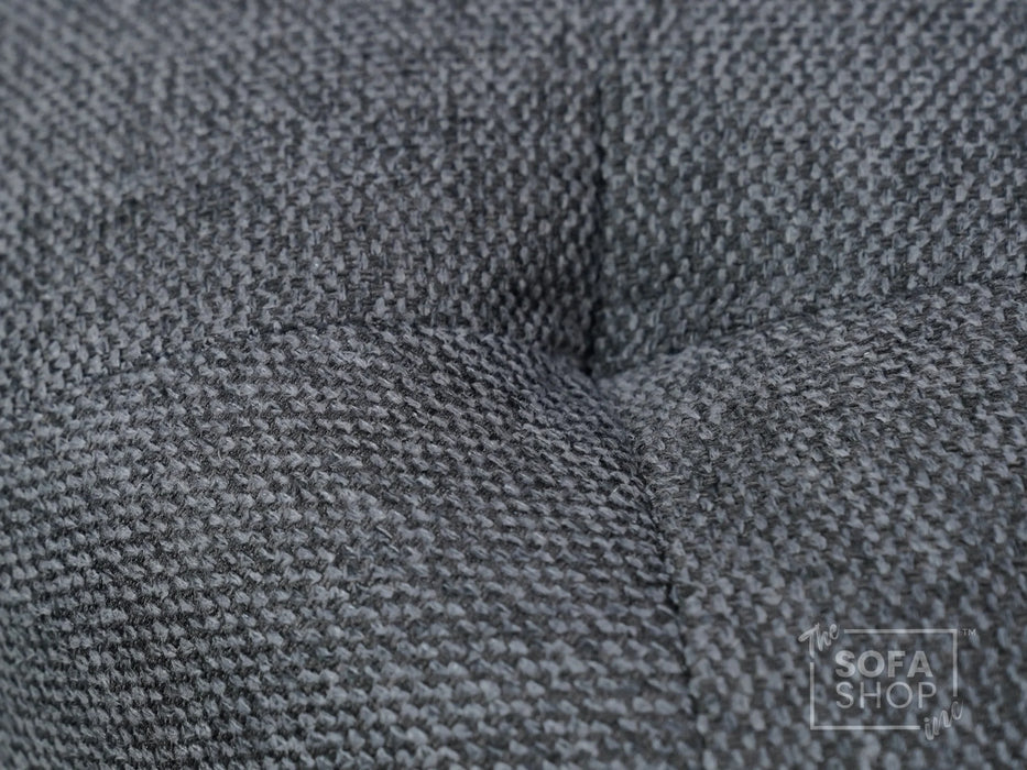 Big Round Footstool in Grey Tweed Fabric - Tropea