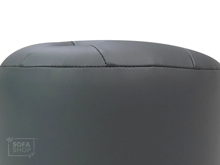 Grey Leather Small Footstool - Vaneto