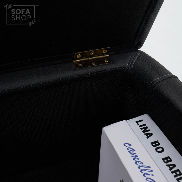 Storage Footstool In Charcoal Grey Fabric - Florence