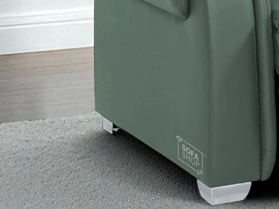 3 Seater Real Leather Recliner Sofa In Green | Hi-Tech Sofa with Massage, USB Ports & Power Headrest | Turin