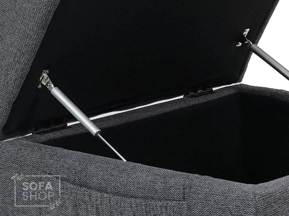 Storage Footstool In Grey Tweed - Ravenna