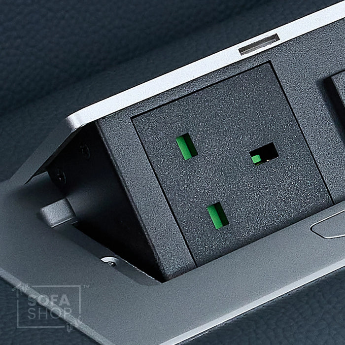 3 Seater Real Leather Electric Recliner Cinema Sofa in Blue | Massage & Heat, Bluetooth, Cooling Cup Holders, Tray Tables & Fold-Down Table | Napoli | The Sofa Shop