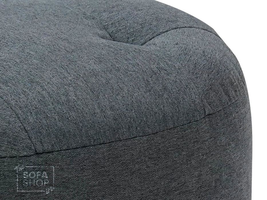 Big Round Footstool in Dark Grey Fabric - Tropea