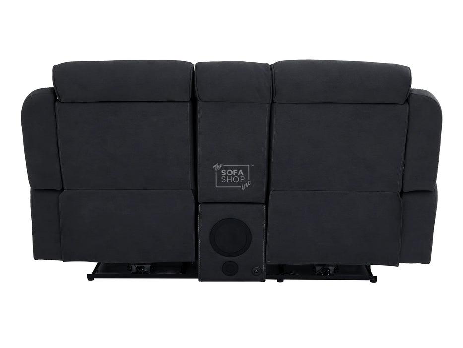 2 Seat Electric Recliner Home Cinema Sofa | Fabric Couch In Charcoal Grey | Hi-Tech Sofa with Massage + Chilled Cupholders + Console + USB | Florence