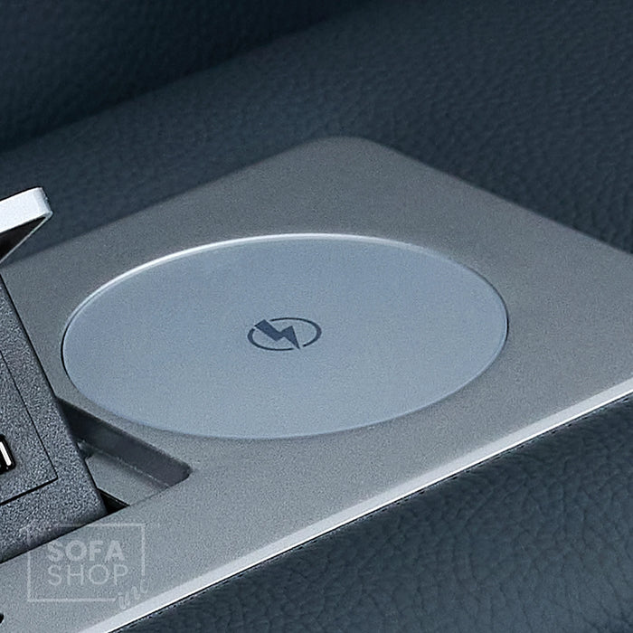 3 Seater Real Leather Electric Recliner Cinema Sofa in Blue | Massage & Heat, Bluetooth, Cooling Cup Holders, Tray Tables & Fold-Down Table | Napoli | The Sofa Shop