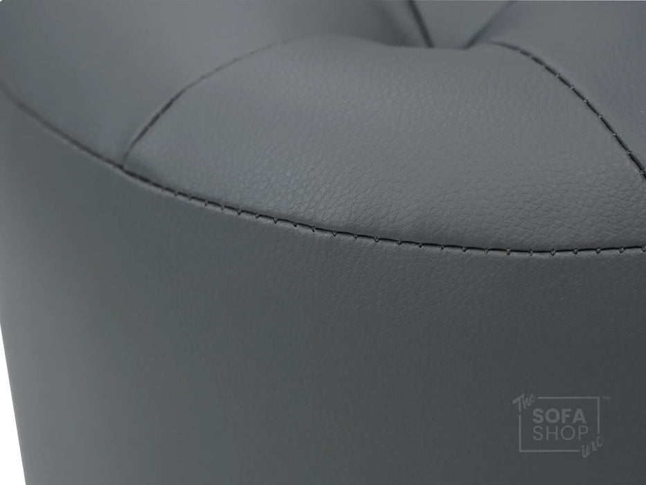 Grey Leather Small Footstool - Vaneto