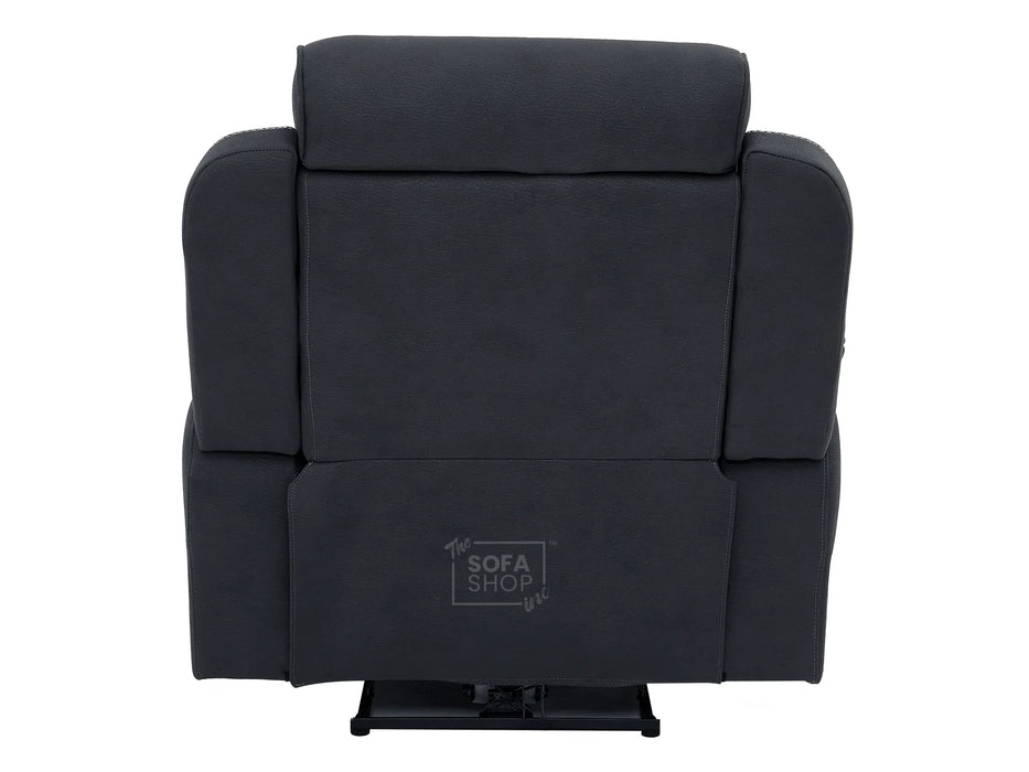 1 Seat Electric Recliner Chair Home Cinema Sofa | Fabric Chair In Charcoal Grey | Hi-Tech Chair with Massage, Heating, Padded Armrests, USB & Power Headrest | Florence