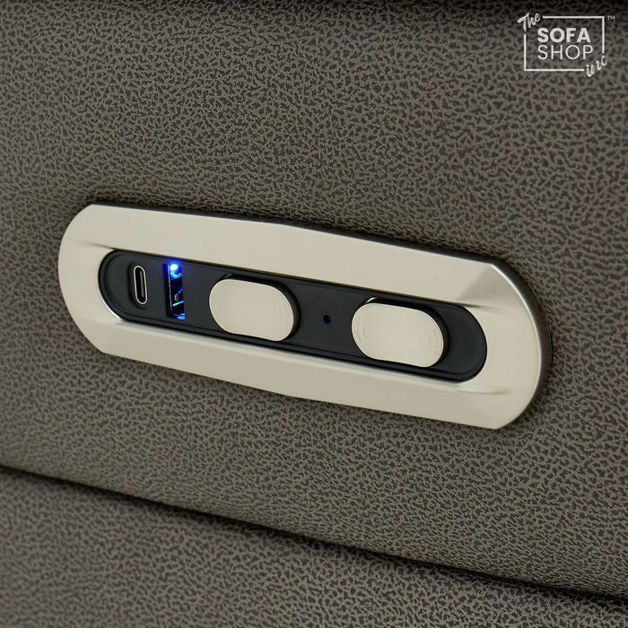 Electric Recliner Chair | 1 Seater Graphite Fabric Home Cinema Sofa with Massage, Mild Heated Lumbar, Power Recline, USB Port & Adjustable Headrest | Tuscany | The Sofa Shop