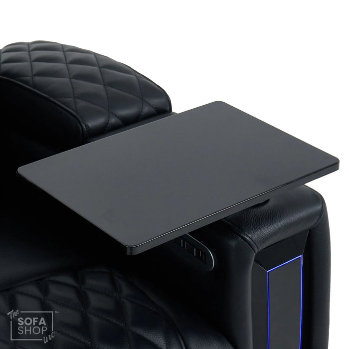 1 Seater Black Real Leather Electric Recliner Cinema Armchair | Hi-Tech Armchair With Vibration Massage & Heated Lumbar, Cooler Cup Holder, Power Grommet, Power Headrest | Assisi | The Sofa Shop