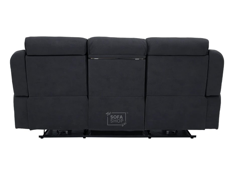 3 Seat Electric Recliner Home Cinema Sofa | Fabric Couch In Charcoal Grey | Hi-Tech Sofa with Massage + Cupholders + Table + Power Headrests + Speakers | Florence