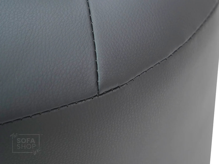 Grey Leather Small Footstool - Vaneto