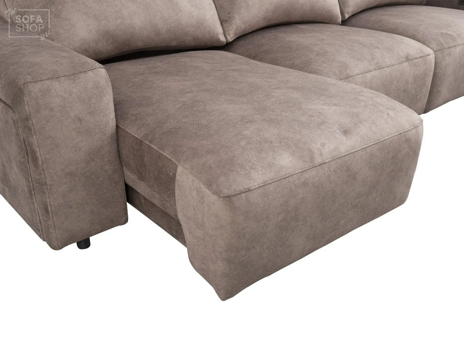 Extendable Electric Sofa - Bed in Mocha Velvet Fabric | 3 Independant Power Motion Seats Perfect for Cinema Room & Home Theatre | 3 Seater with Cupholder + USBc & Wireless Charging | Almeria