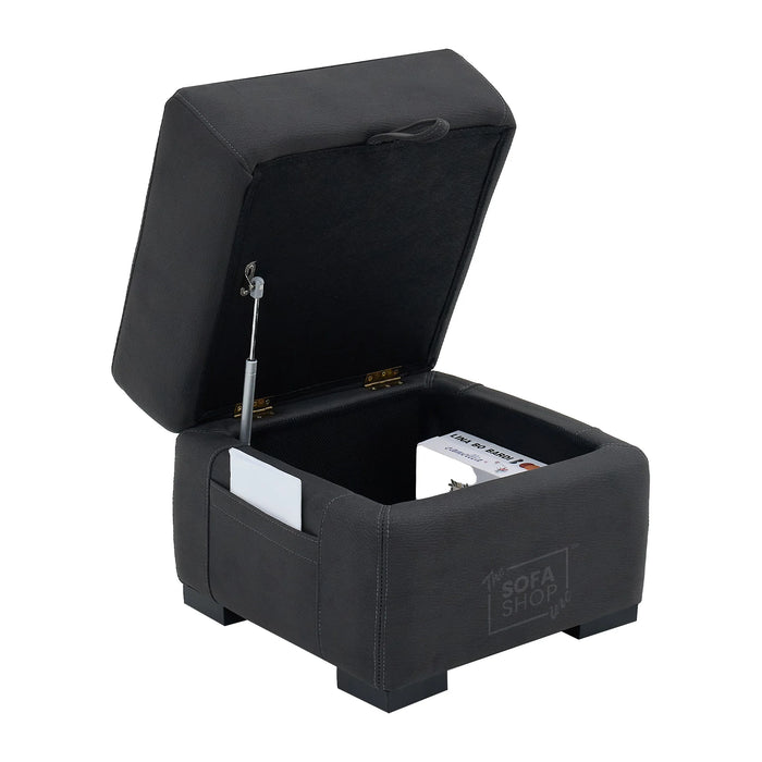 Storage Footstool In Charcoal Grey Fabric - Florence