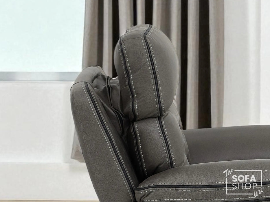 3+1 Cinema-Style Sofa Set | 2 Piece Electric Reclining Sofa Package in Graphite Grey Fabric | Hi-Tech Sofa Set with Massage, Cup Holders & Storage | Tuscany