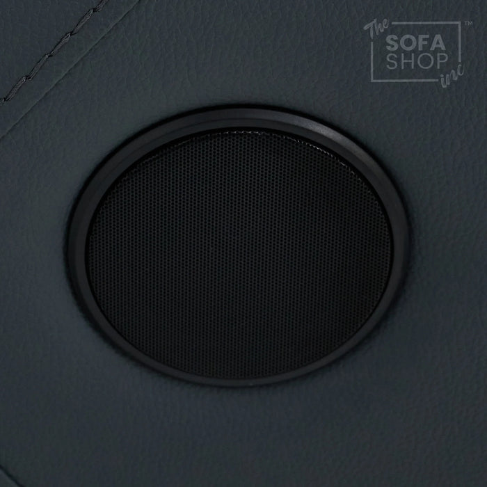 3 Seater Real Leather Electric Recliner Cinema Sofa in Blue | Massage & Heat, Bluetooth, Cooling Cup Holders, Tray Tables & Fold-Down Table | Napoli | The Sofa Shop