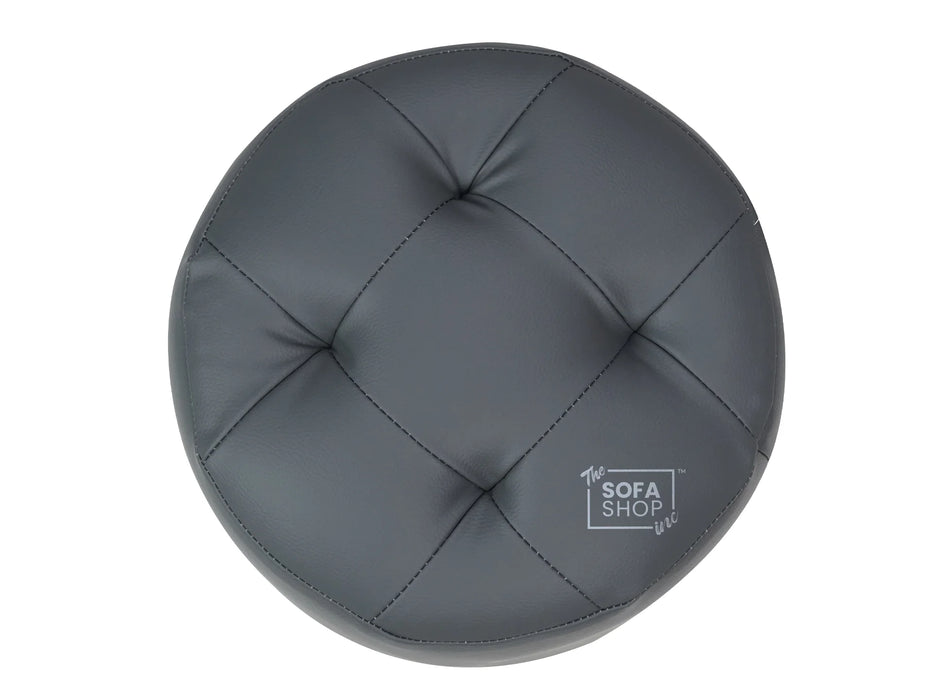 Big Round Footstool in Grey Leather - Tropea