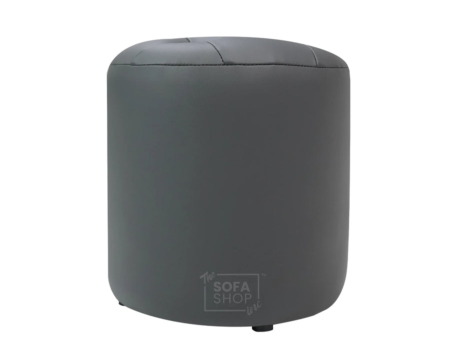 Grey Leather Small Footstool - Vaneto